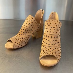 New cutout suede camel colored ankle boots. Made in Italy for Sundance.